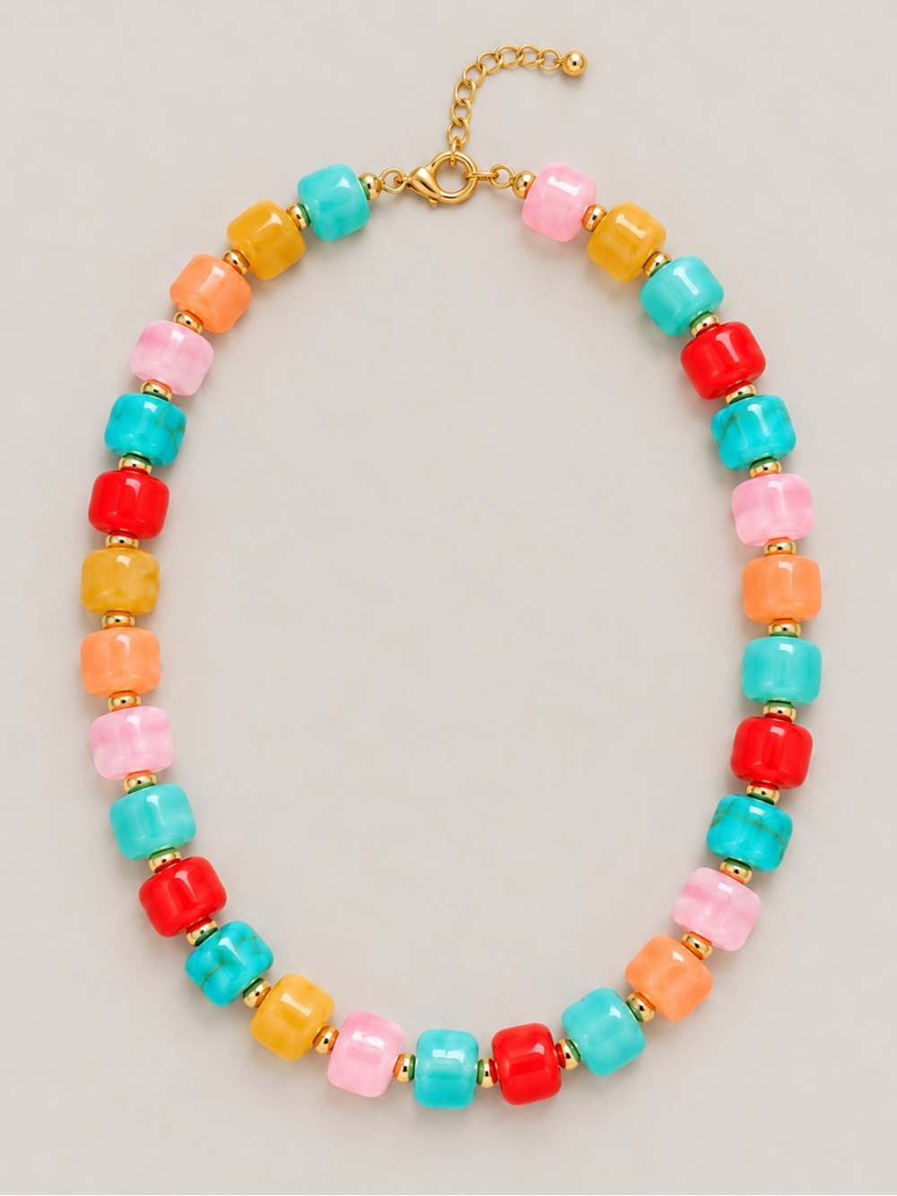 New! Turquoise Orange Colorful Mixed Bead Dopamine Necklace NWOT 3001
